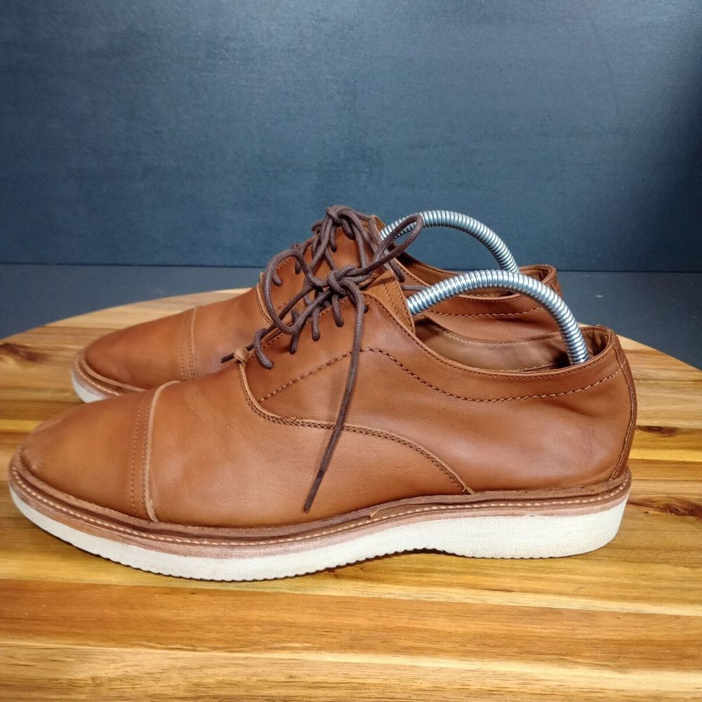 Frye Paul Bal Oxford Shoes Mens Size 8.5 D Cap Toe Tan Leather Lace Up Comfort